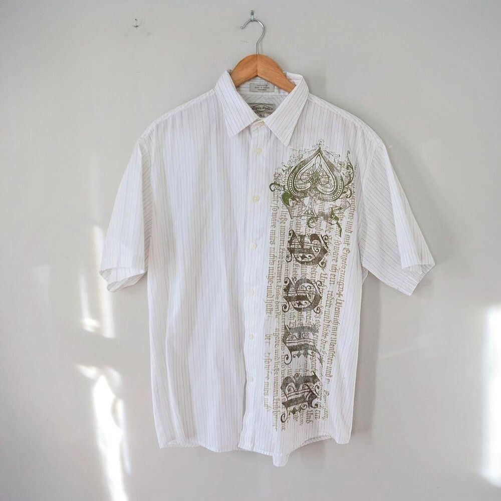Eighty eight Y2K Graphic Button Down White McBling Men's Polo Shirt
